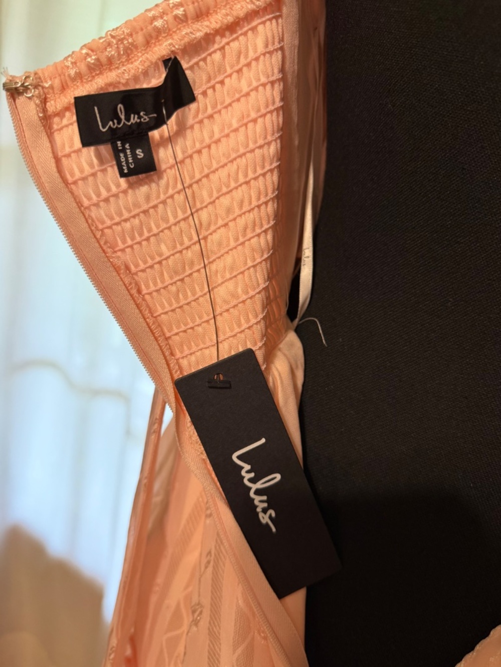 NWT Lulus Picturesque Allure Blush Pink Jacquard Tie-Strap Maxi Dress - Picture 7 of 9
